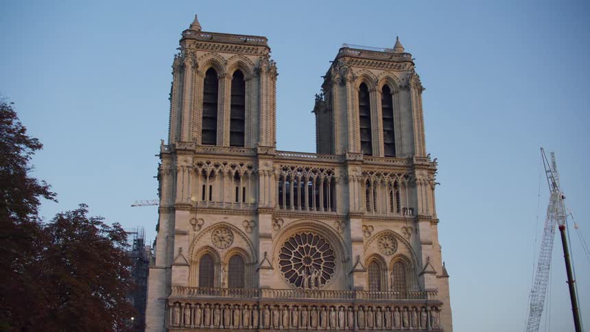 Facade of a cathedral on a cloudless blue sky day