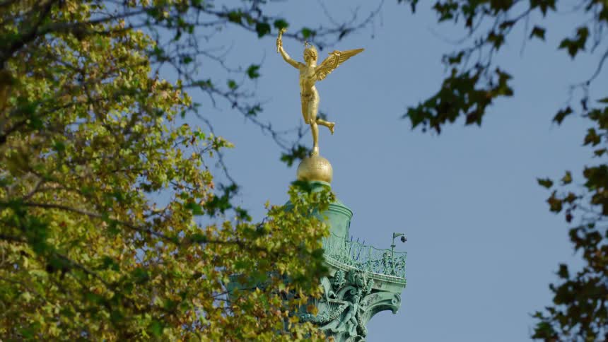 The genius of the bastille in paris against a blue sky