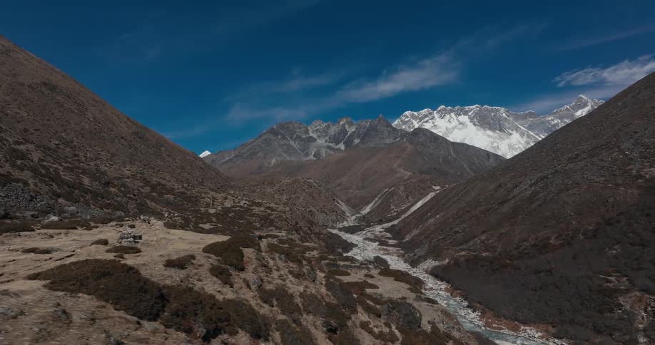 A valley between mountain ranges