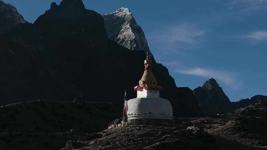 A view of a temple up in the mountains