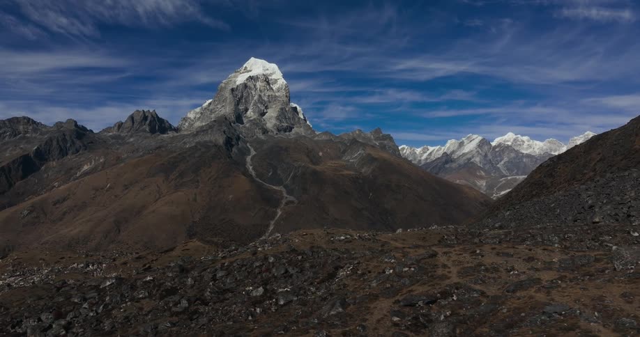 Natural landscape is a mountain soil with rocks stones
