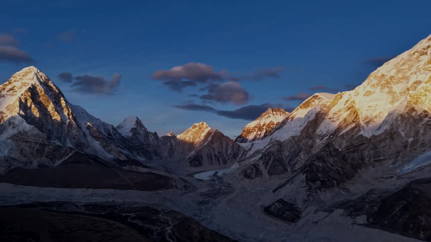 Panorama of a mountain valley during winter