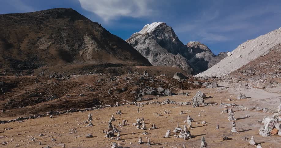 Rocks and stones overlapping on a plateau in the middle of mountains
