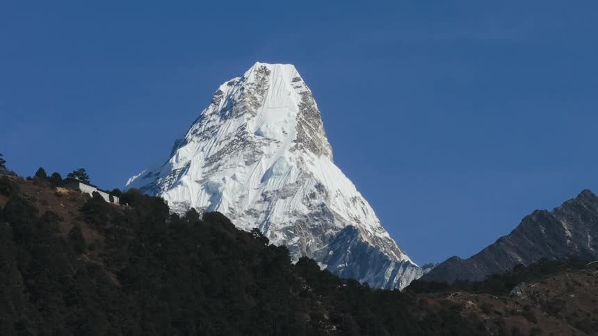 An aerial view of the peak of mount everest