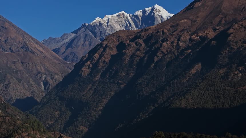 Panorama of a mountain valley on a sunny day