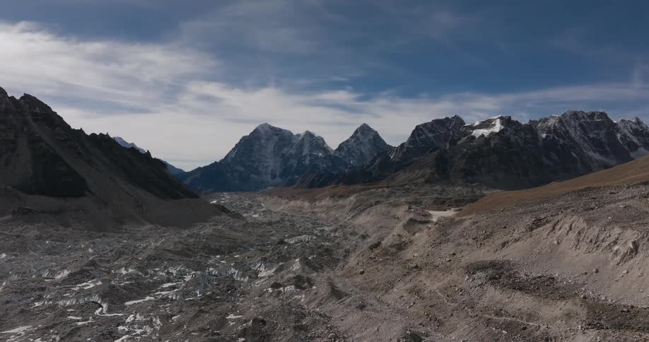 Bits of snow in a mountain valley