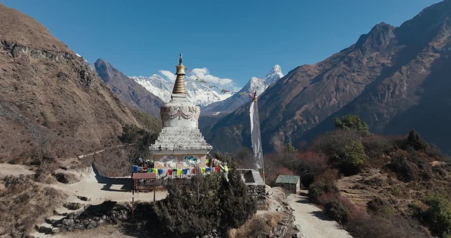 Religious sanctuary on a mountain peak in a natural environment in winter
