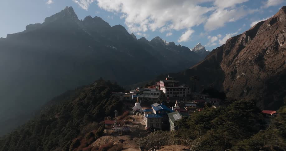 A village sits on a mountain plateau