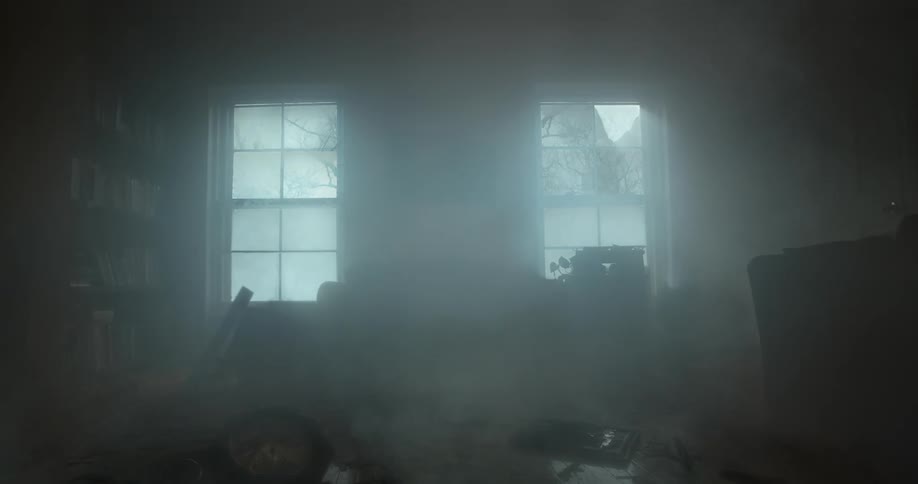 The living room of an apartment was destroyed by fire