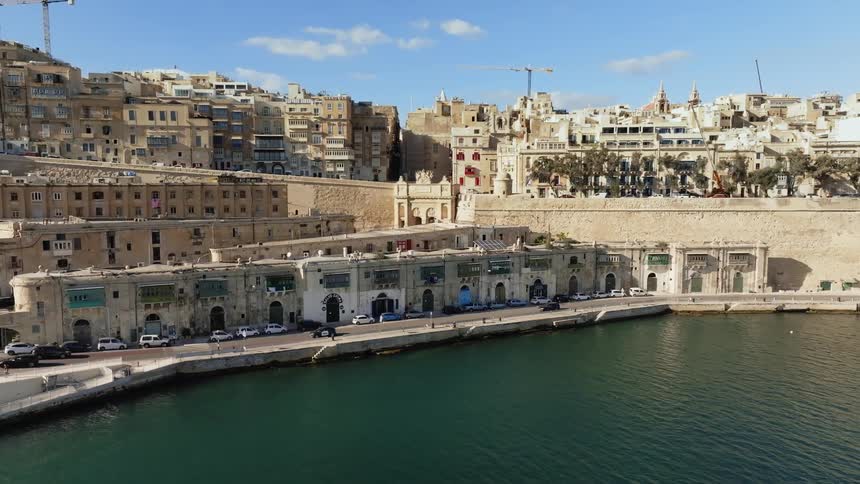 Aerial of an egyptian coastal town on a sunny day