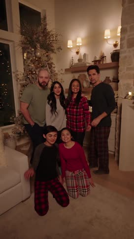 A family photographing moments from christmas eve
