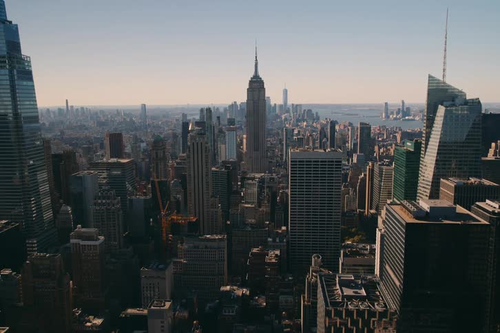 Panorama of new york metropolis with skyscrapers and waterfront in a tomorrow