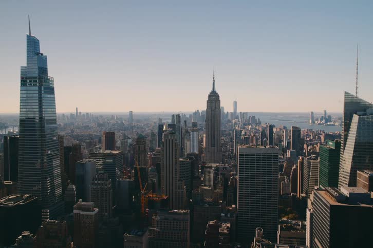 Panorama of new york city on a sunny morning