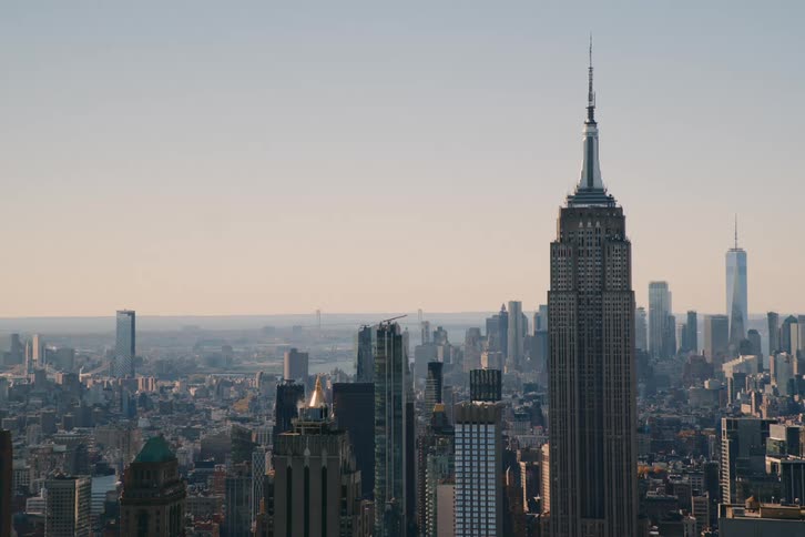 Aerial view of a tower block in new york