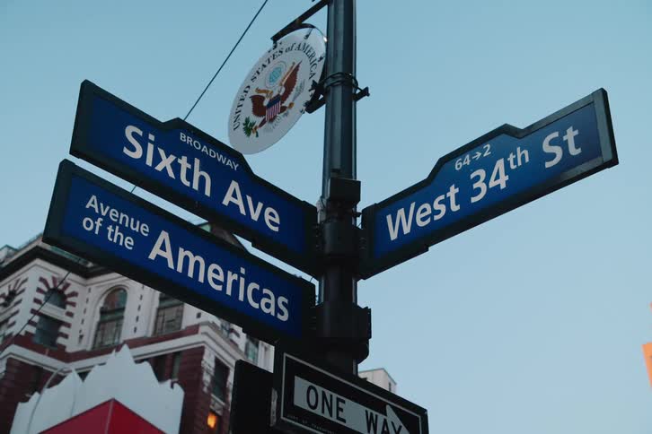 Street signs in a city area