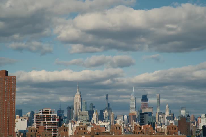 Aerial of new york city on a cloudy day
