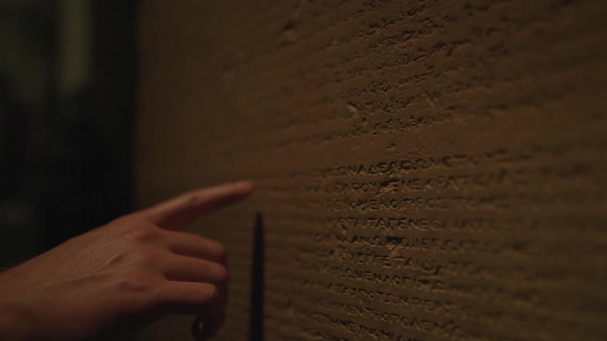 A person drags their finger across the wall