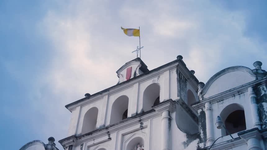 Flag on top of a church