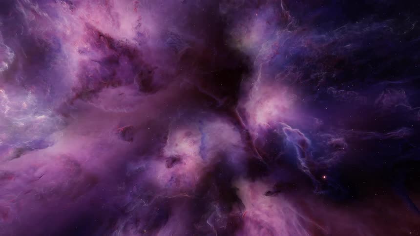 A nebula in the starry galaxy with golden shine