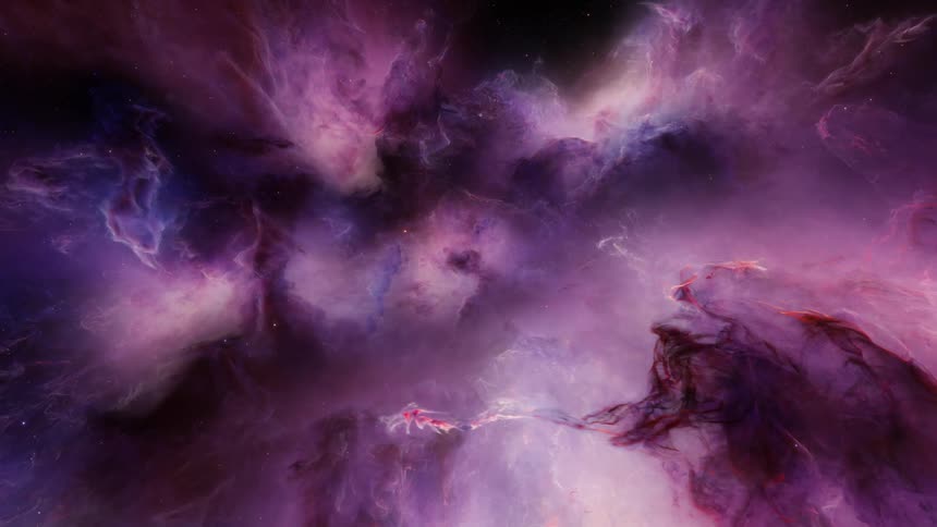Scientific nebula with dark and bright purple coloring