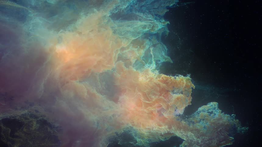 The glowing clouds move in space