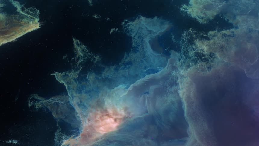 Closeup on a space nebula in slow motion