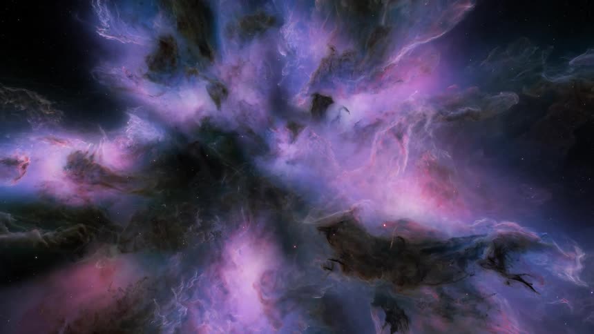 Dark and bright purple space nebula