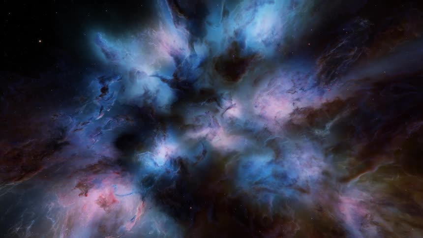 A blue nebula in outer space