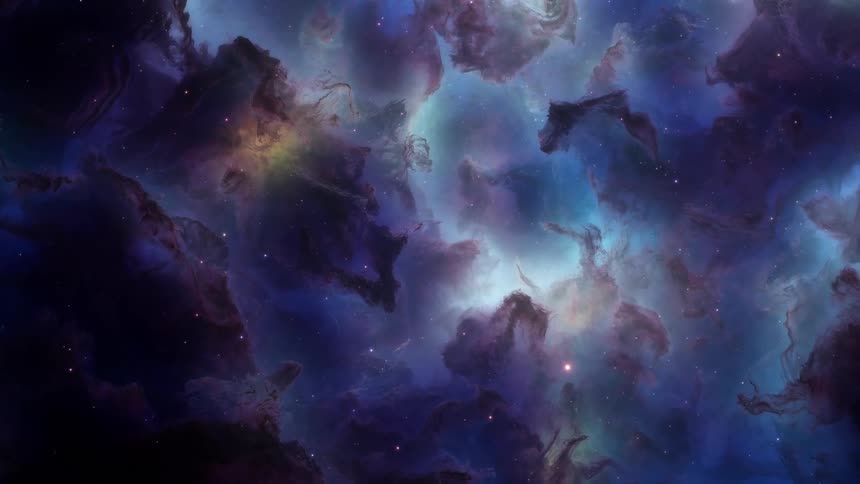 Dark space nebula with bright bluish color
