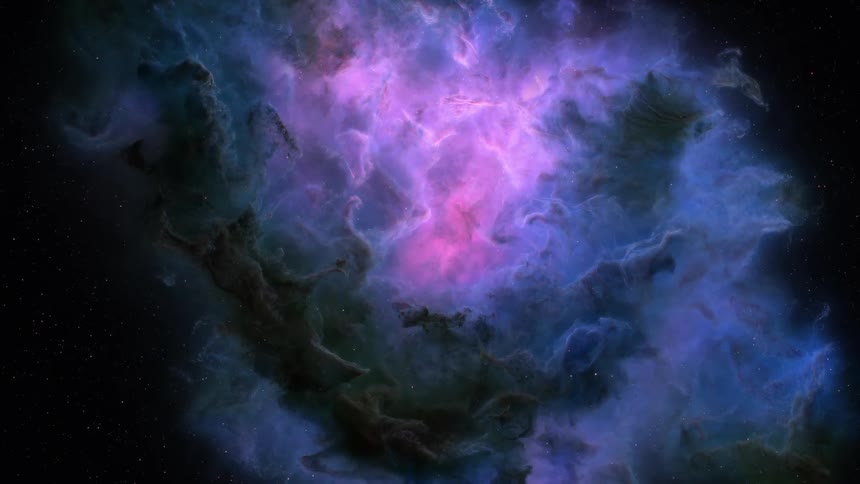 Dark space nebula of bright purple color
