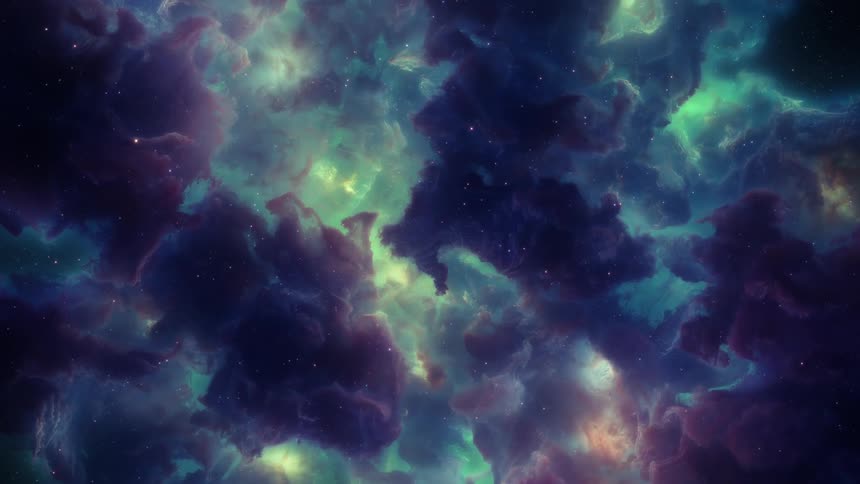 The sky and cloud are all covered in different colors from blue to green and red