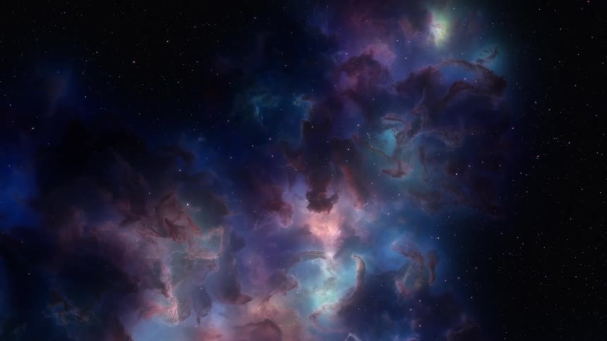 Space view of a dark and bright nebula