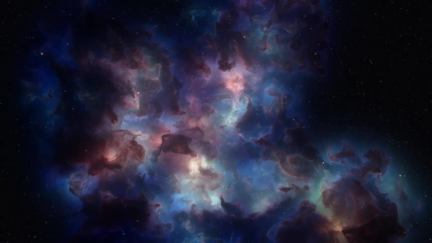 Nebula galaxy with clouds and stars expanding around a light source