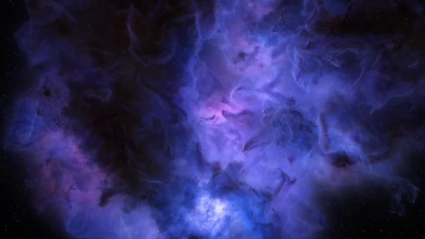 Space nebula with dark and bright purple coloring
