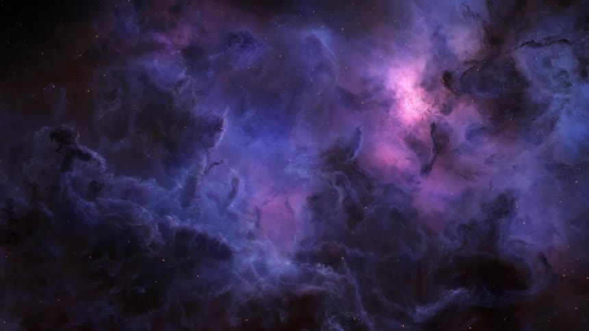 Dark space nebula of bright purple color