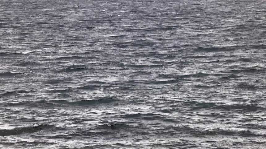 Waves flow across surface of blue gray water