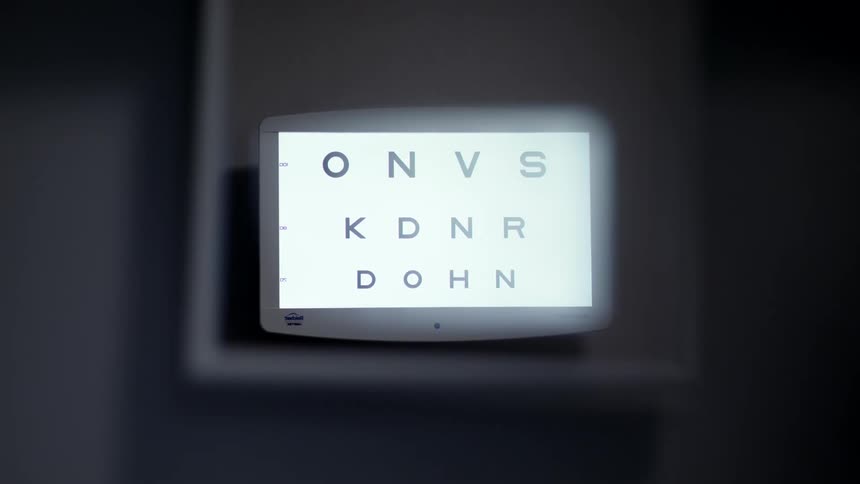 The eye chart comes in and out of focus