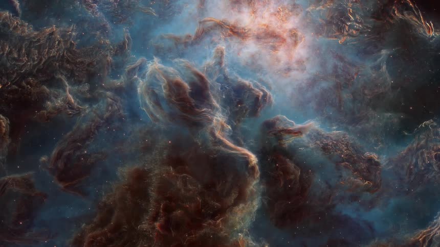 A nebula illuminating the starry galaxy