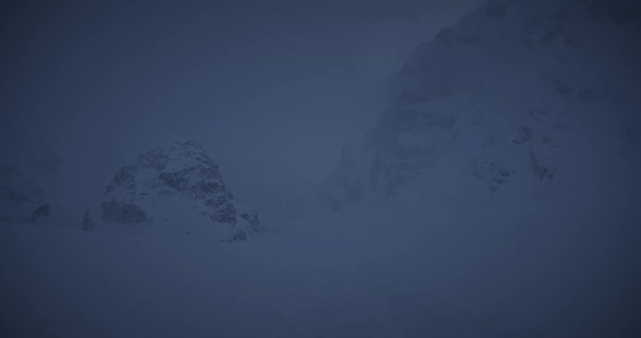 Snowcovered rocks in an icy environment