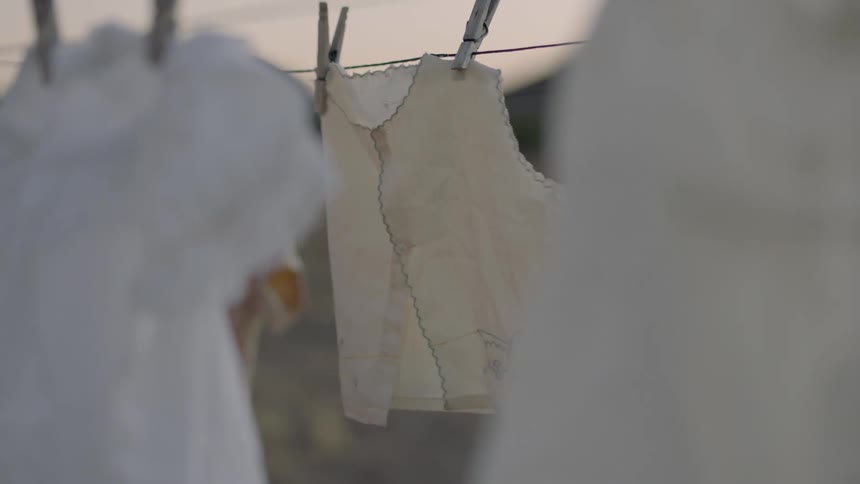 Clothes hanging in a clothesline