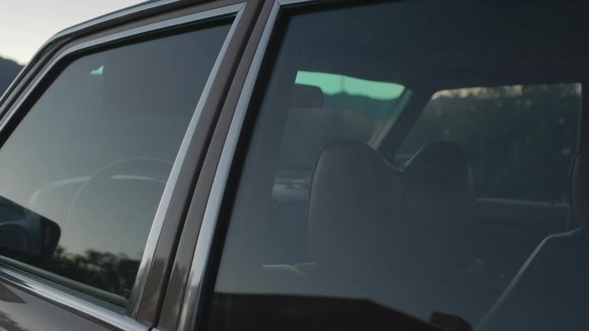The inside of this parked car is empty