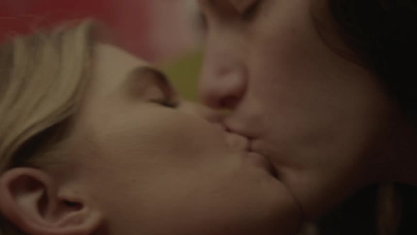 A man and woman are making out