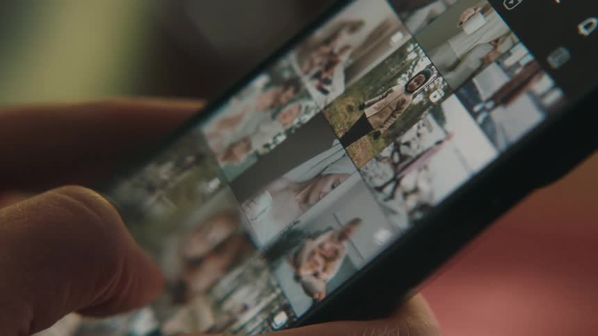 A clip of a person scrolling through a smartphone