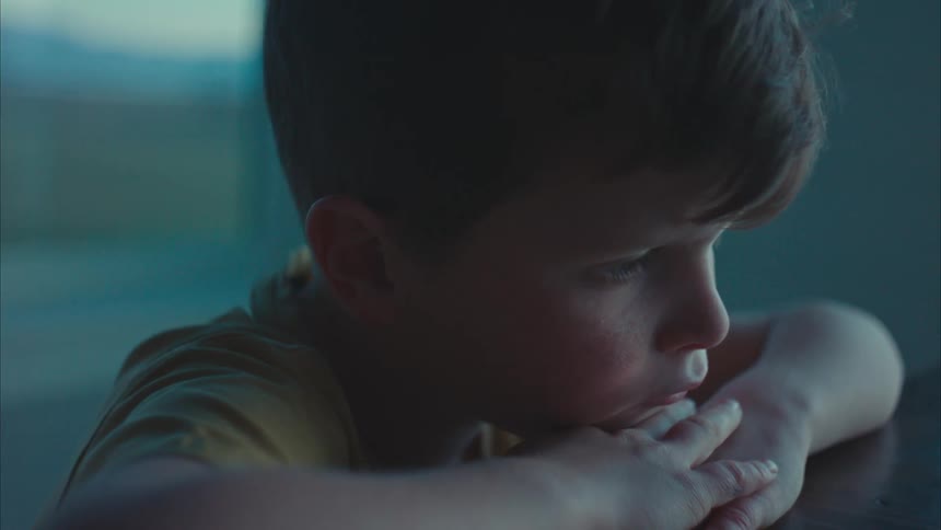 A boy thinking and meditating