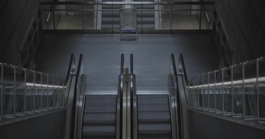 Internal view of a moving escalator