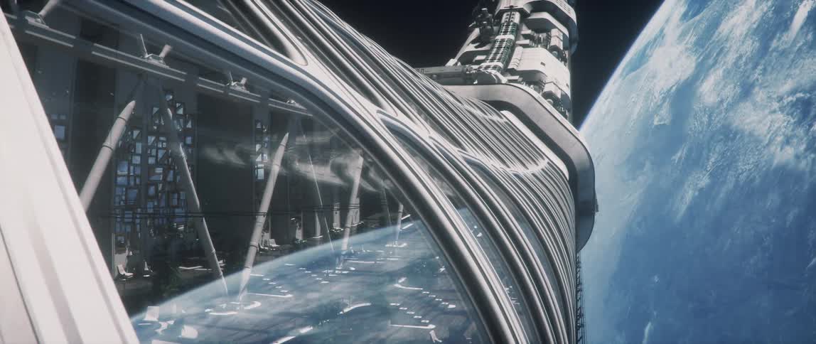 Pov of earth as seen from outside a rotating space station