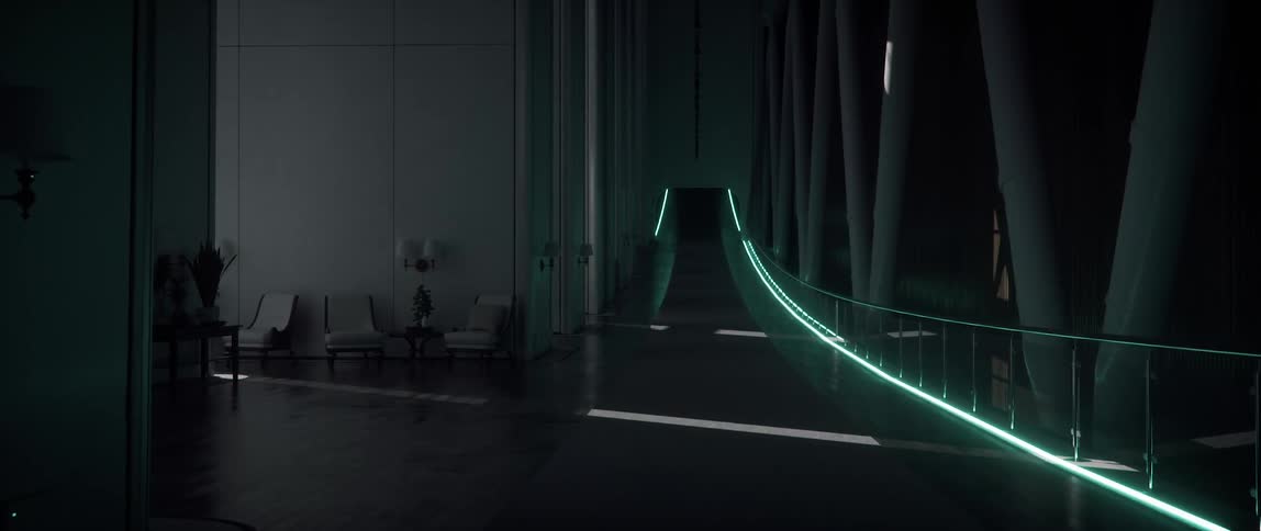 Shadows play over the interior of a rotating space station
