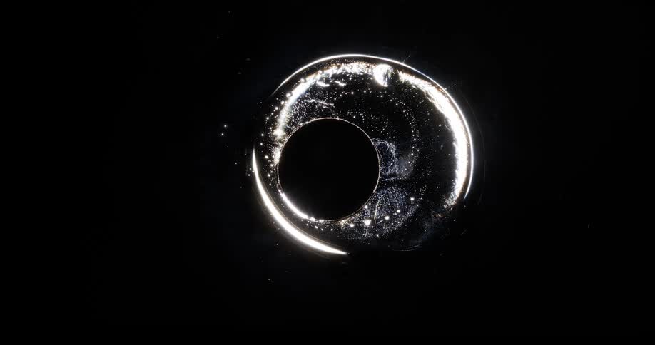 Close up included bright fluid and circular abstract background on a black background