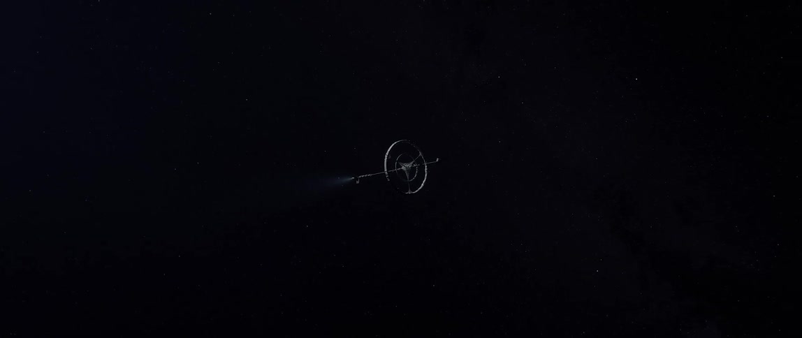 A space station floating in the dark vastness of space