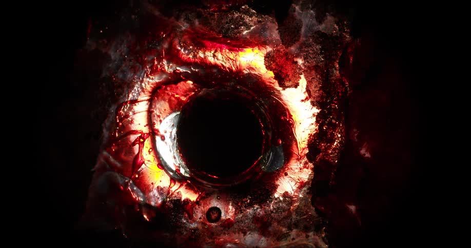 Fluid art of a black hole with flames surrounding it